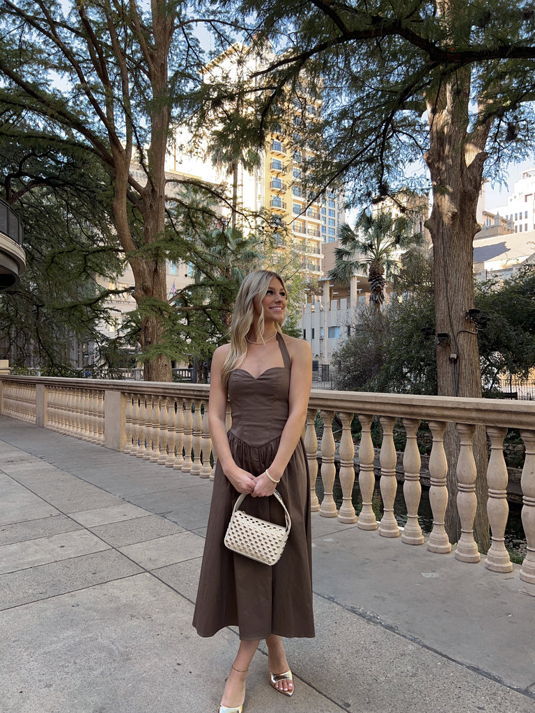 Olive Halter Midi Dress