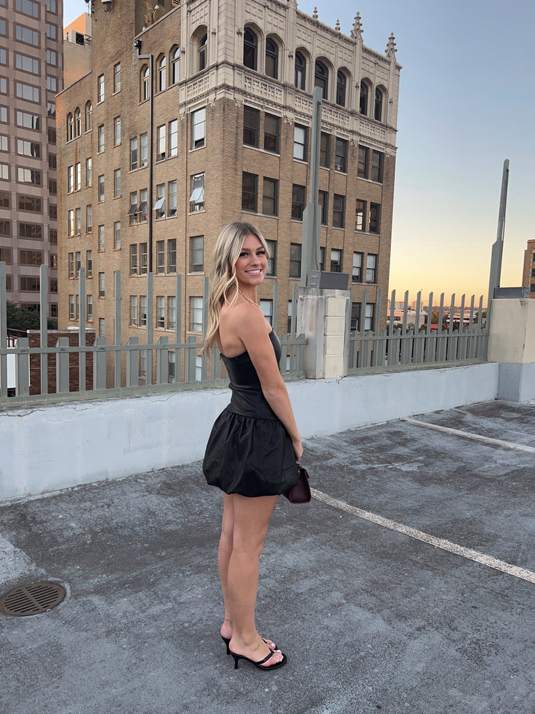 Strapless Leather Dress