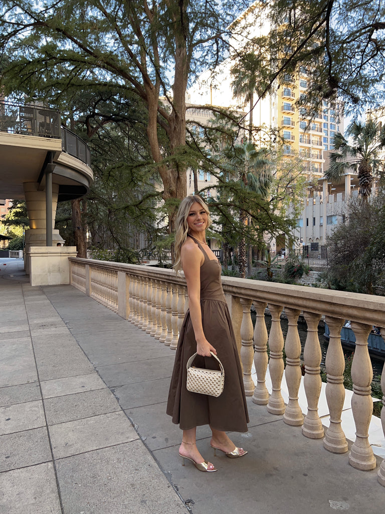 Olive Halter Midi Dress